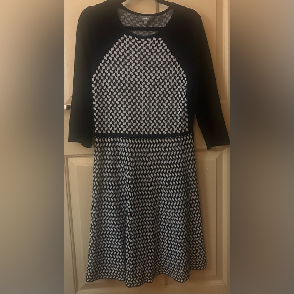 Neiman Marcus Black and White Geometric Dress